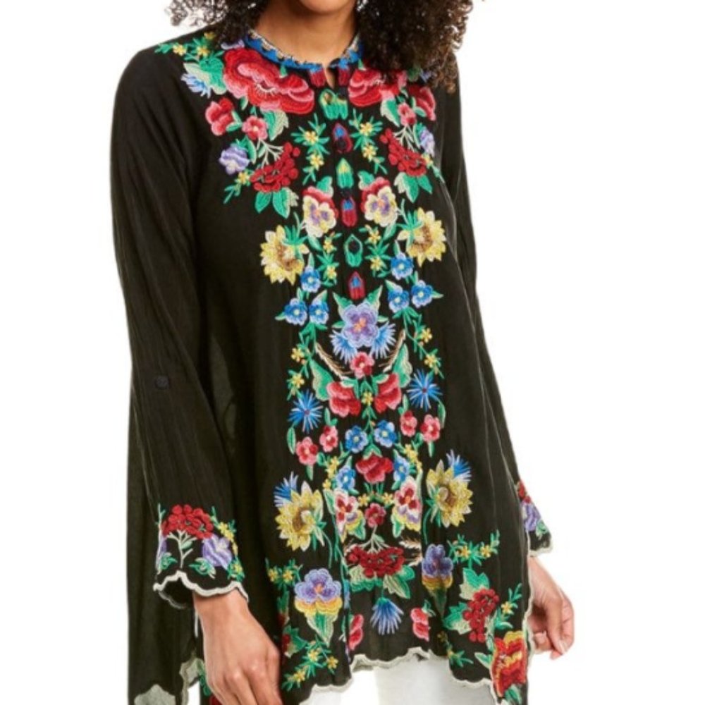 NWT Johnny Was New Gala Swing Tunic Top XS S Small Floral Embroidered Blouse